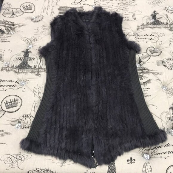 Love Token Genuine Rabbit Fur & Knit Vest - Picture 2 of 8